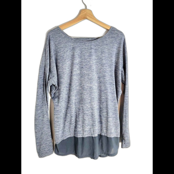 Danskin Now Tops - Women's Danskin Now Yoga Blue Heathered Medium Top Athletic Shirt Stretch Long